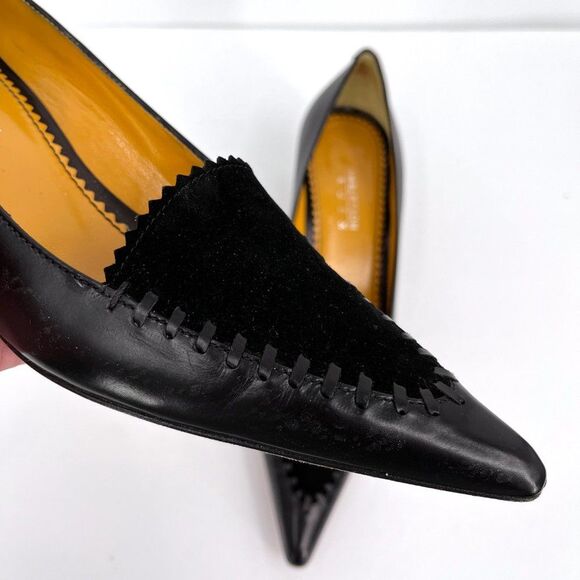 Lambertson Truex ALICE Black Kitten Heel Leather and Suede Pumps size 38 1/2 - Picture 9 of 12
